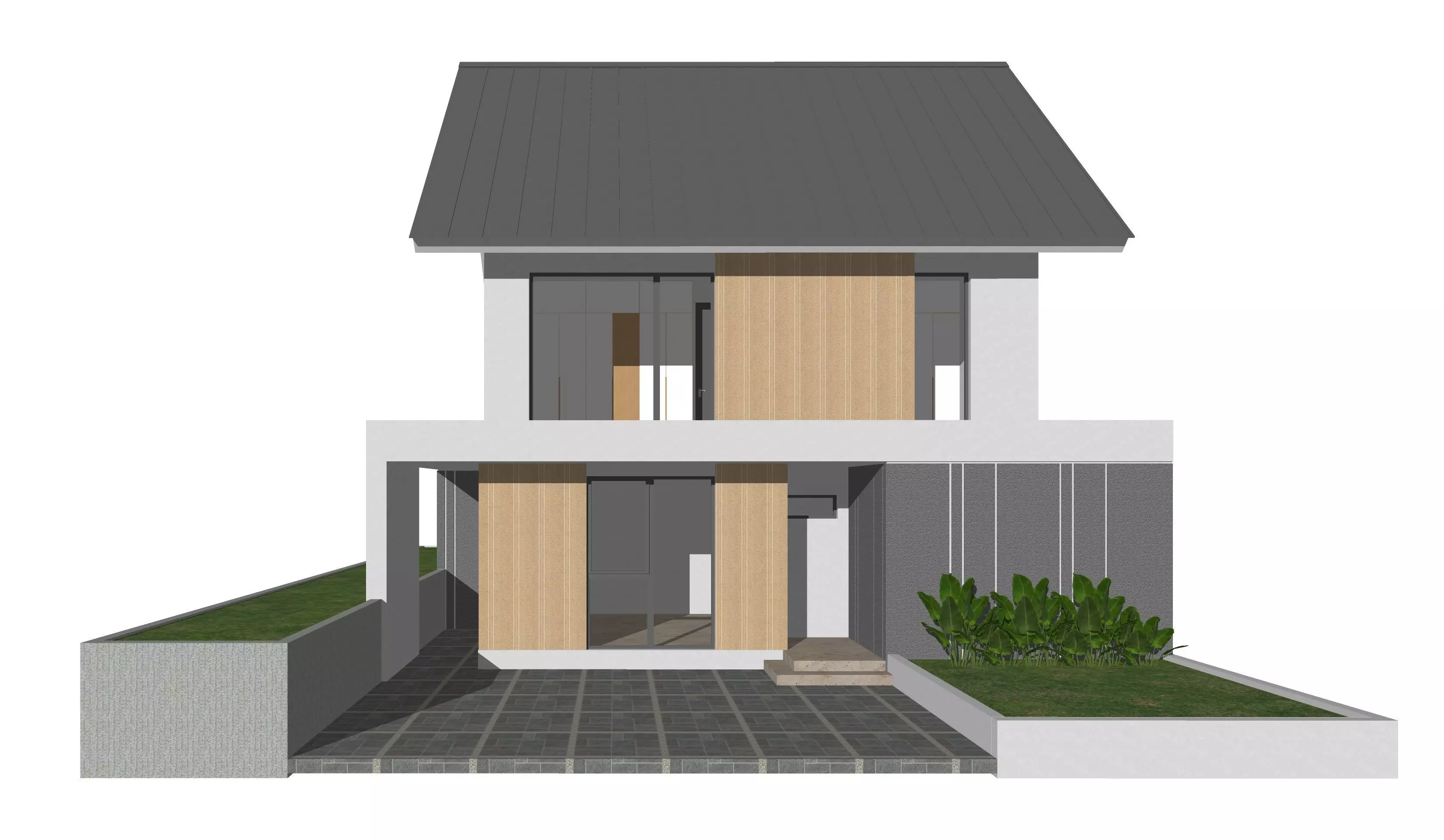 Tropical minimalist residential design 1 3D model_0