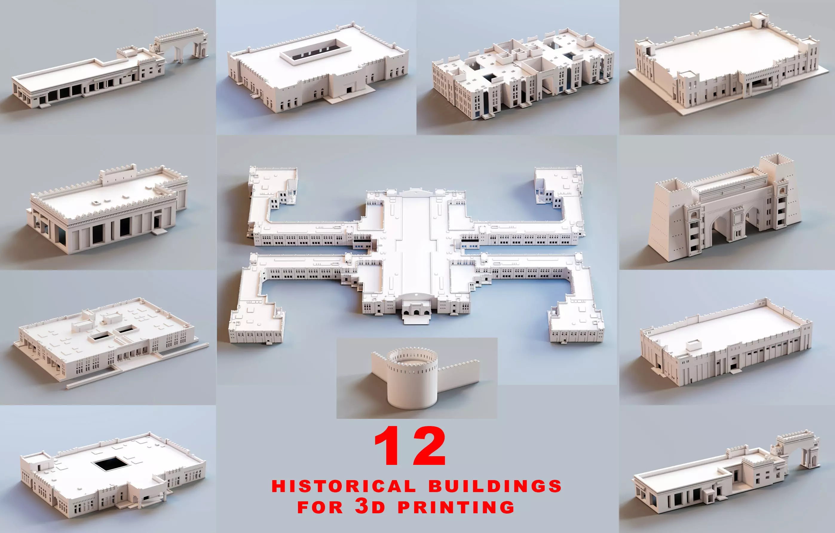 historical buildings 3d printing bundle  3D print model_0