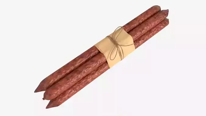 Dry Sausages Wrapped and Tied