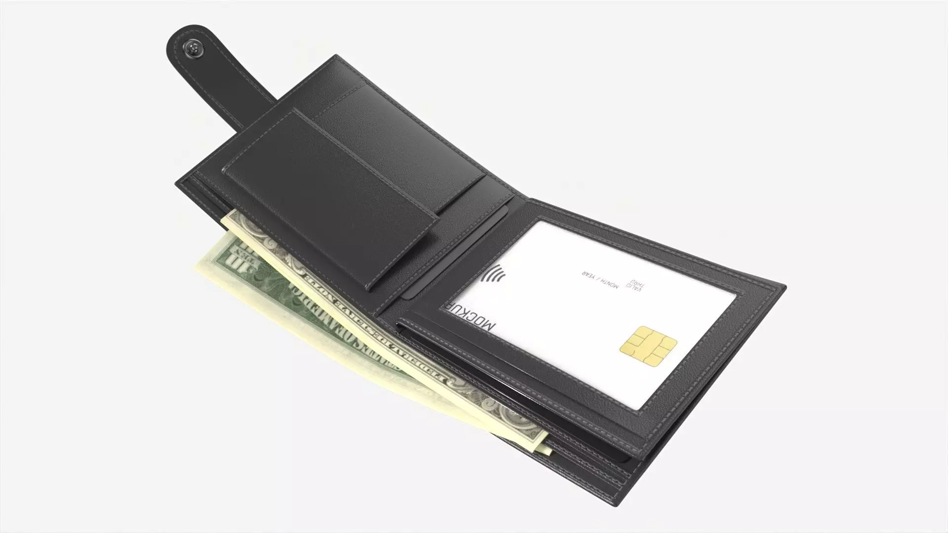 Leather Wallet for Men Unfolded 01 3D model