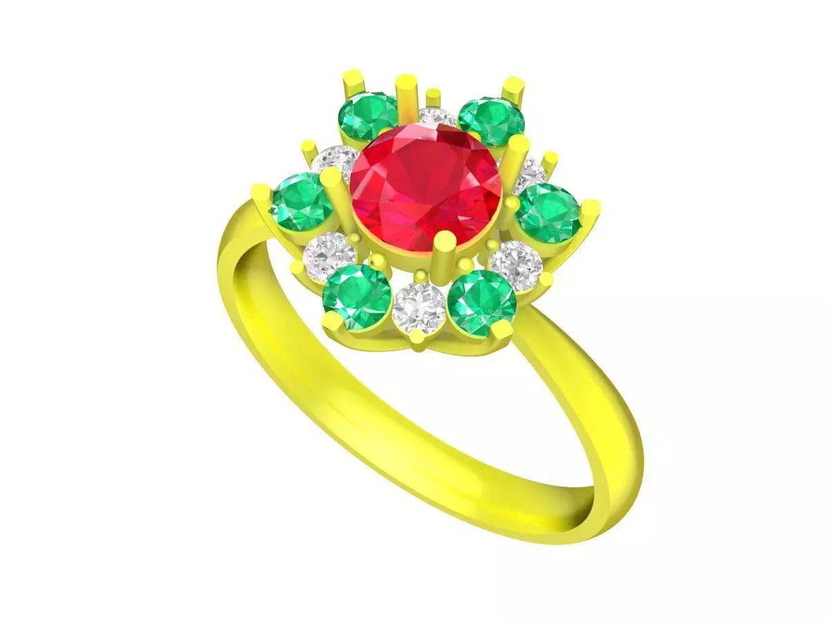 Luxury Floral Cluster Gemstone Ring 4867 3D print model