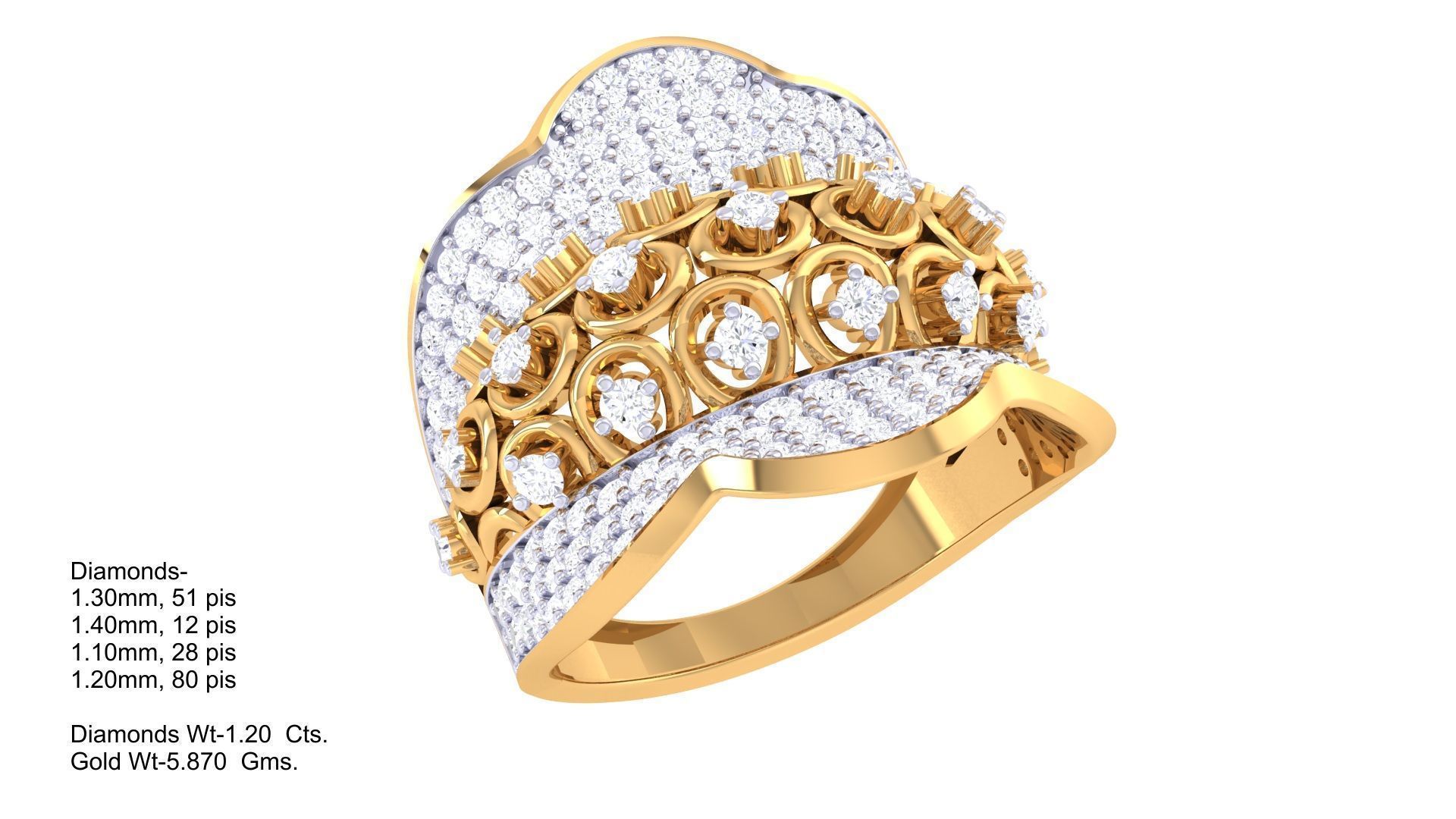 Cocktail Ring - 53 3D print model_1