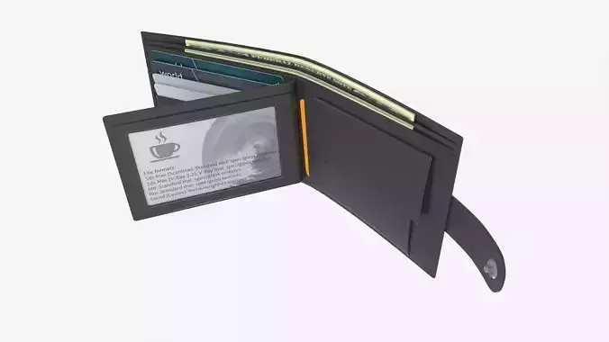 Leather Wallet for Men Unfolded 02 3D model