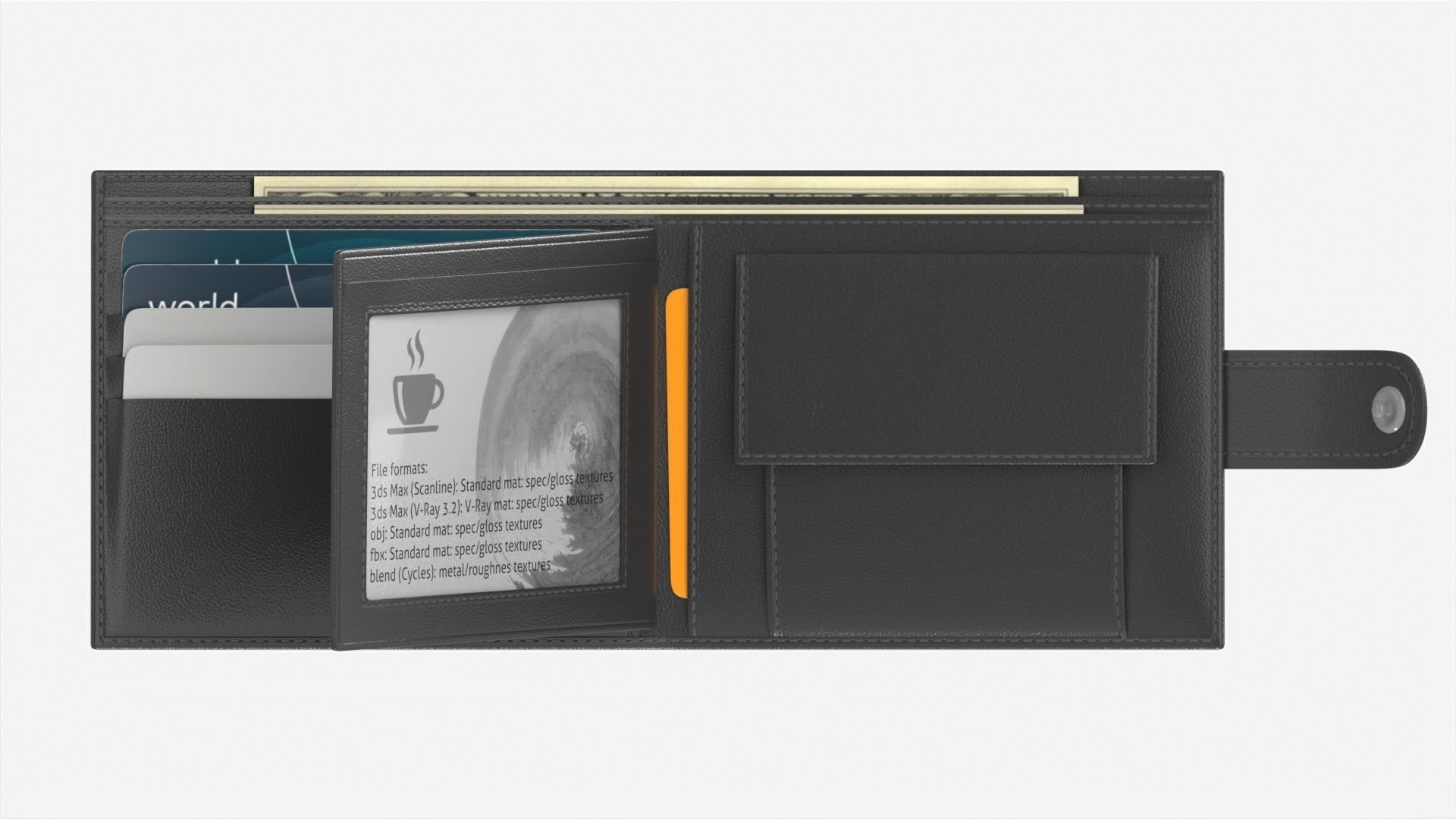 Leather Wallet for Men Unfolded 02 3D model_4