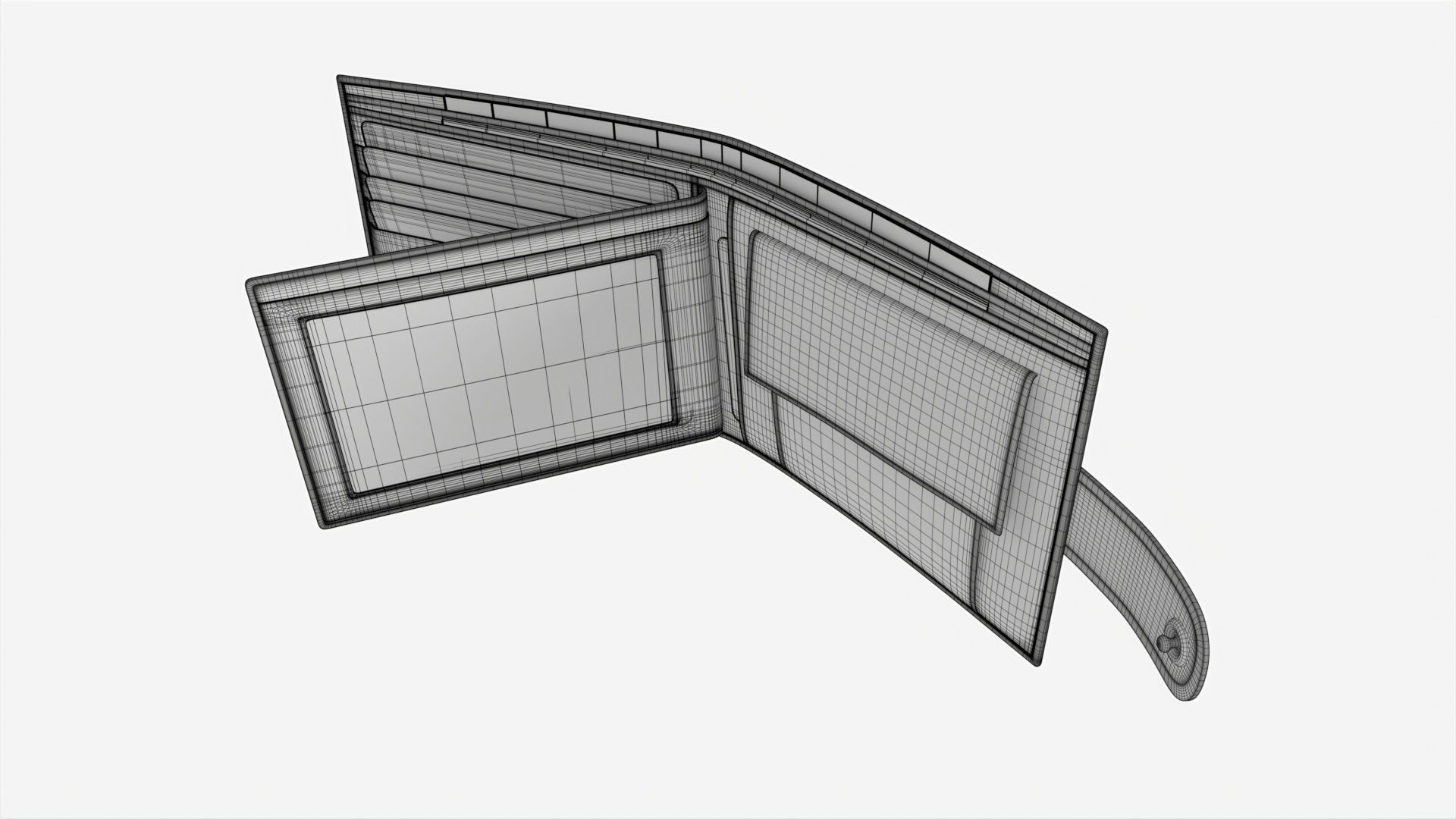 Leather Wallet for Men Unfolded 02 3D model_6