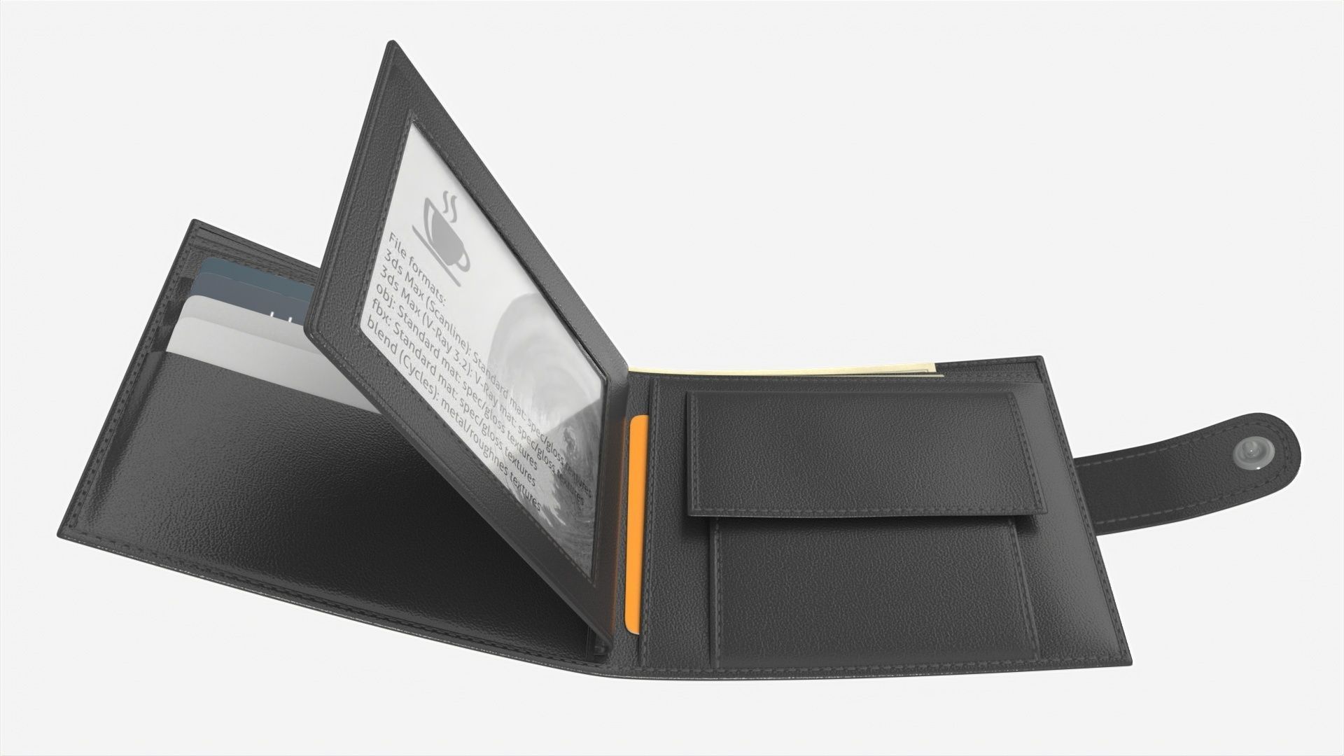 Leather Wallet for Men Unfolded 02 3D model_2