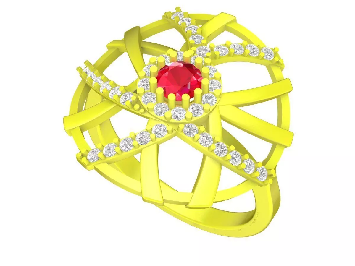 Modern Openwork Diamond Ring for Women 4869 3D print model