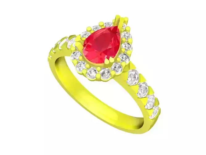 luxury hongkong pear diamond women ring 4873