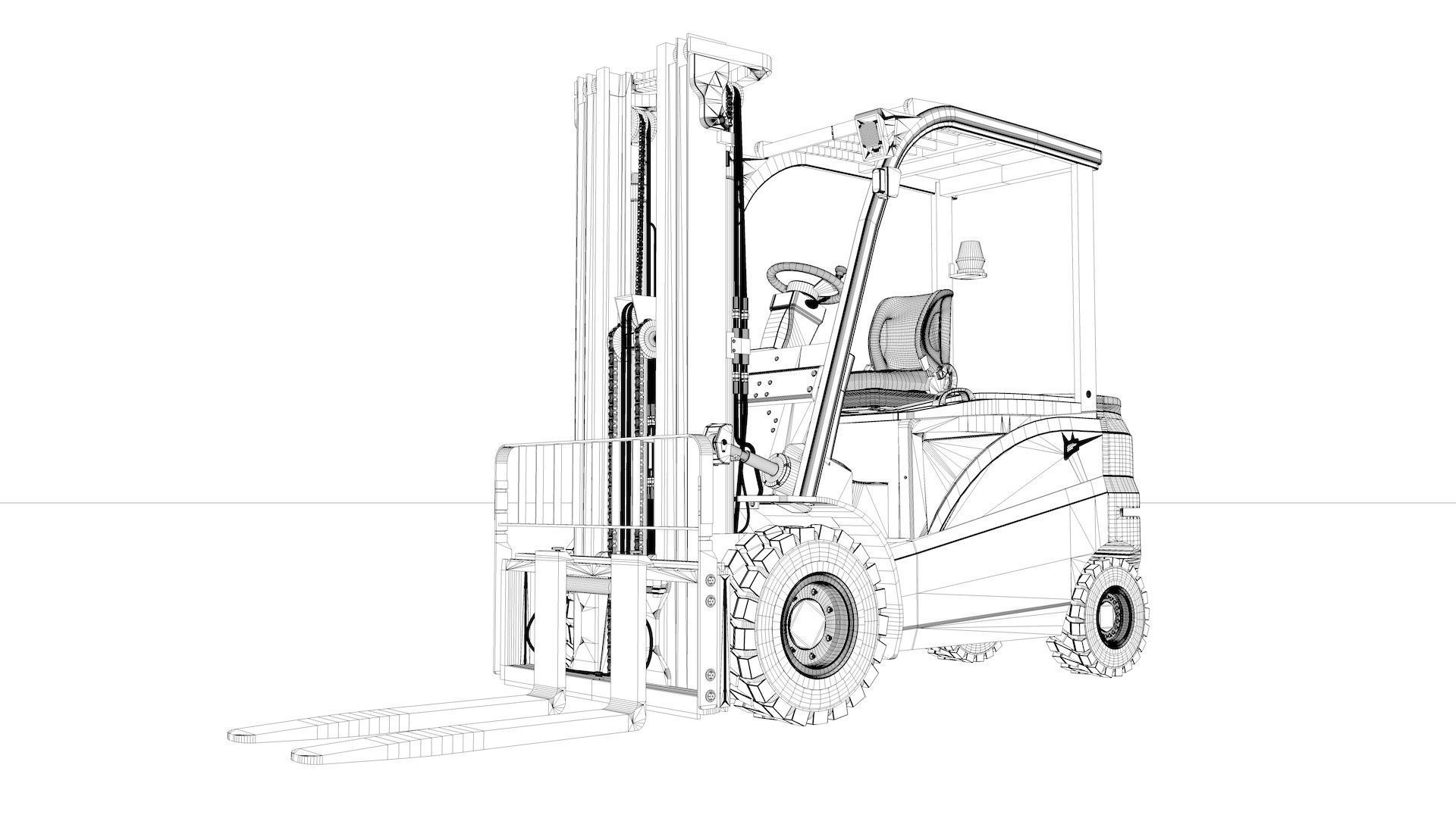 Electrical Forklift Rigged and Animated 3D model_62