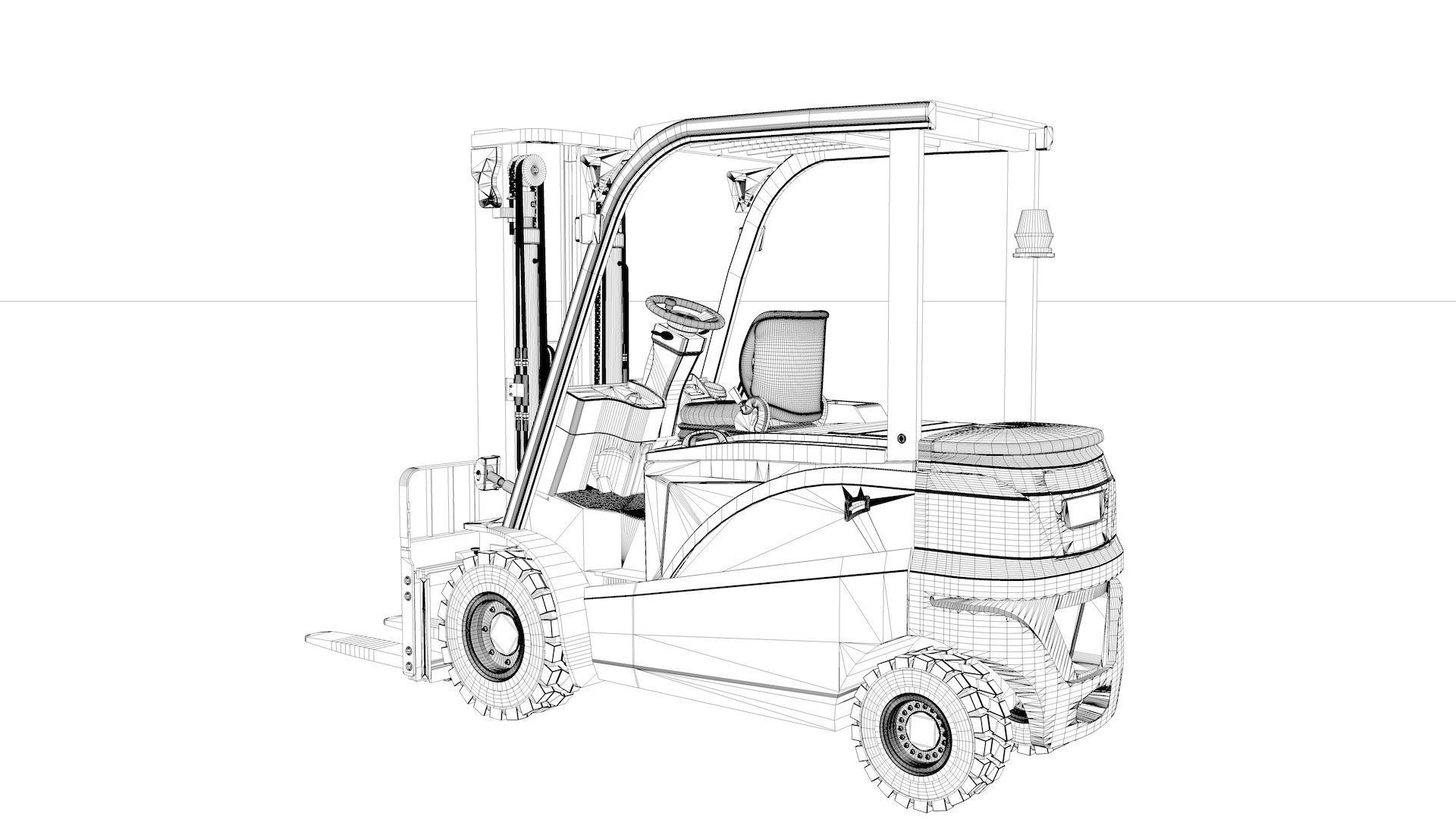 Electrical Forklift Rigged and Animated 3D model_63