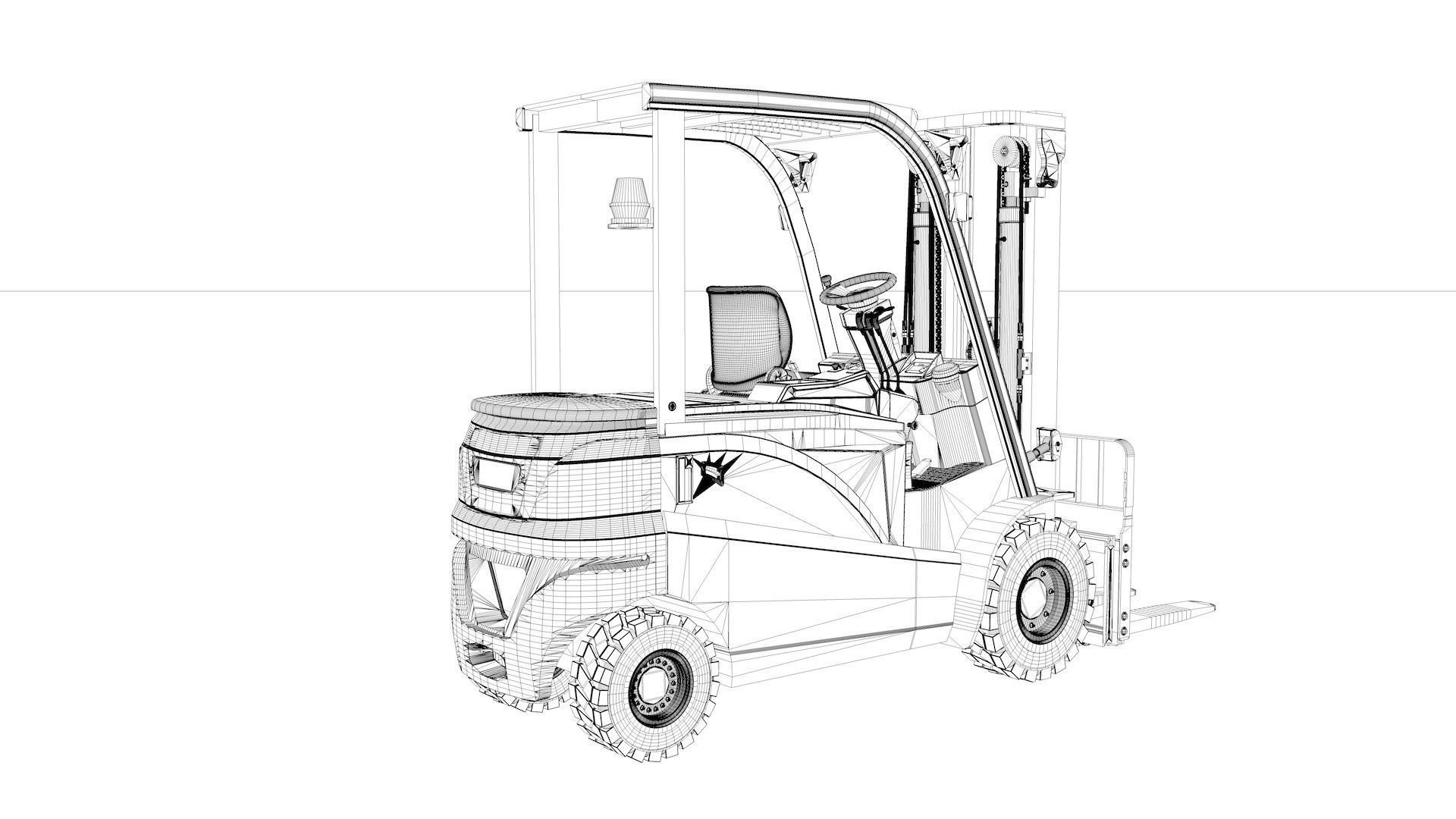 Electrical Forklift Rigged and Animated 3D model_64