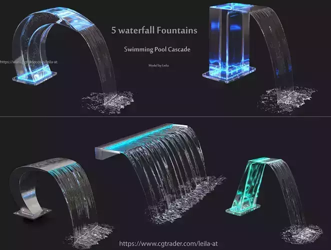 Waterfall Fountains Swimming Pool Cascade 3D model