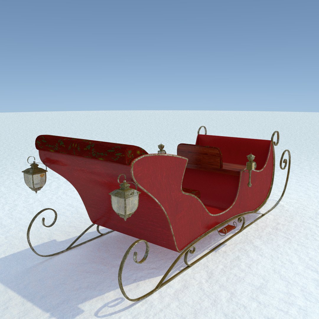 Santa Sleigh 3D Model .obj .fbx .dxf .stl .blend