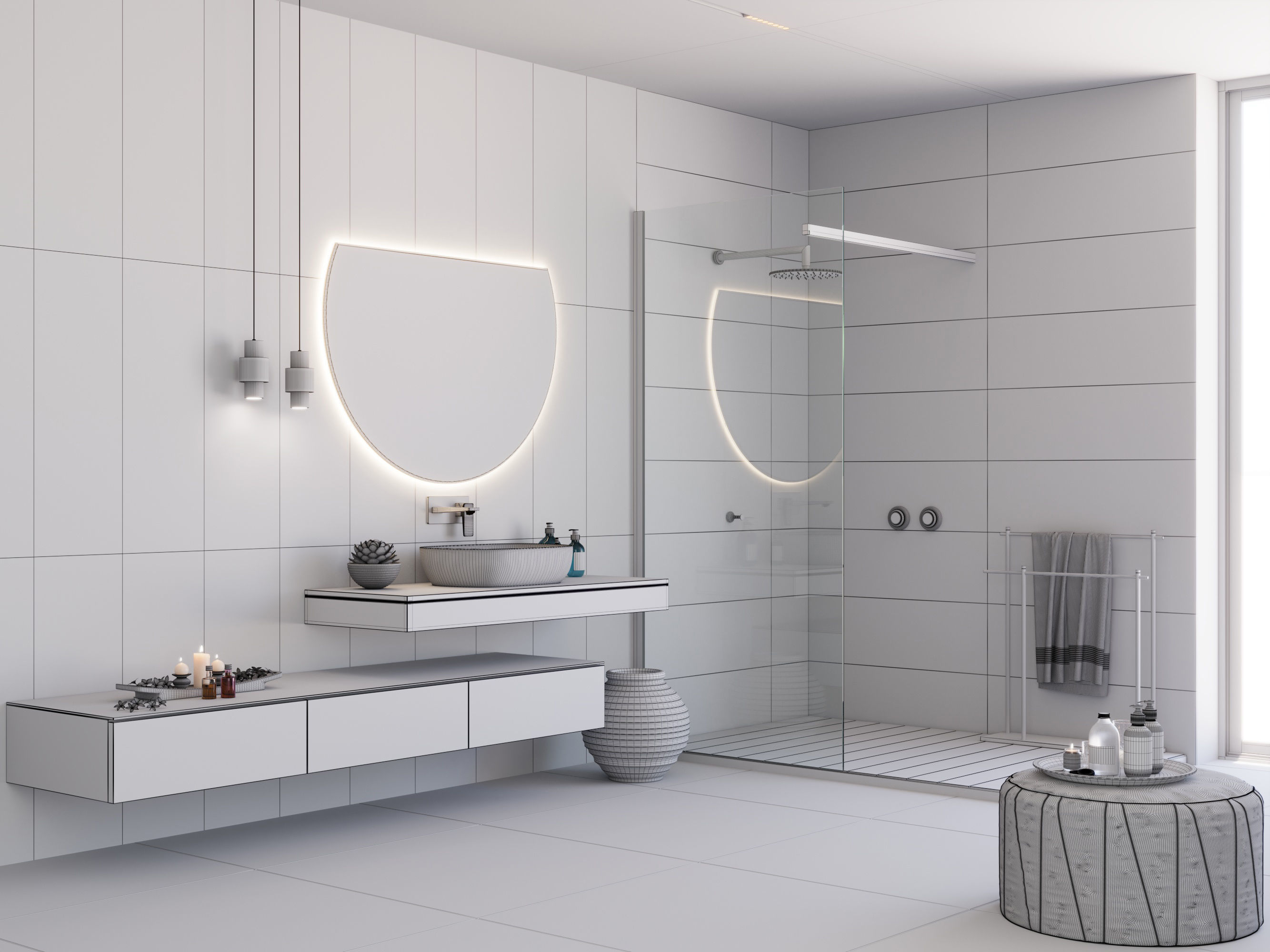 Bathroom Scene with Multi texture- Render Ready 3D model_8