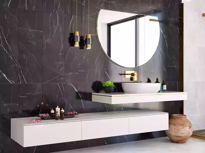 Bathroom Scene with Multi texture- Render Ready