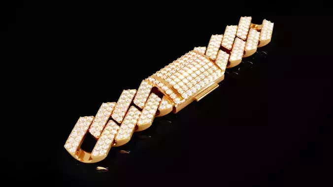 Diamond Cuban link bracelet 9 3D print model