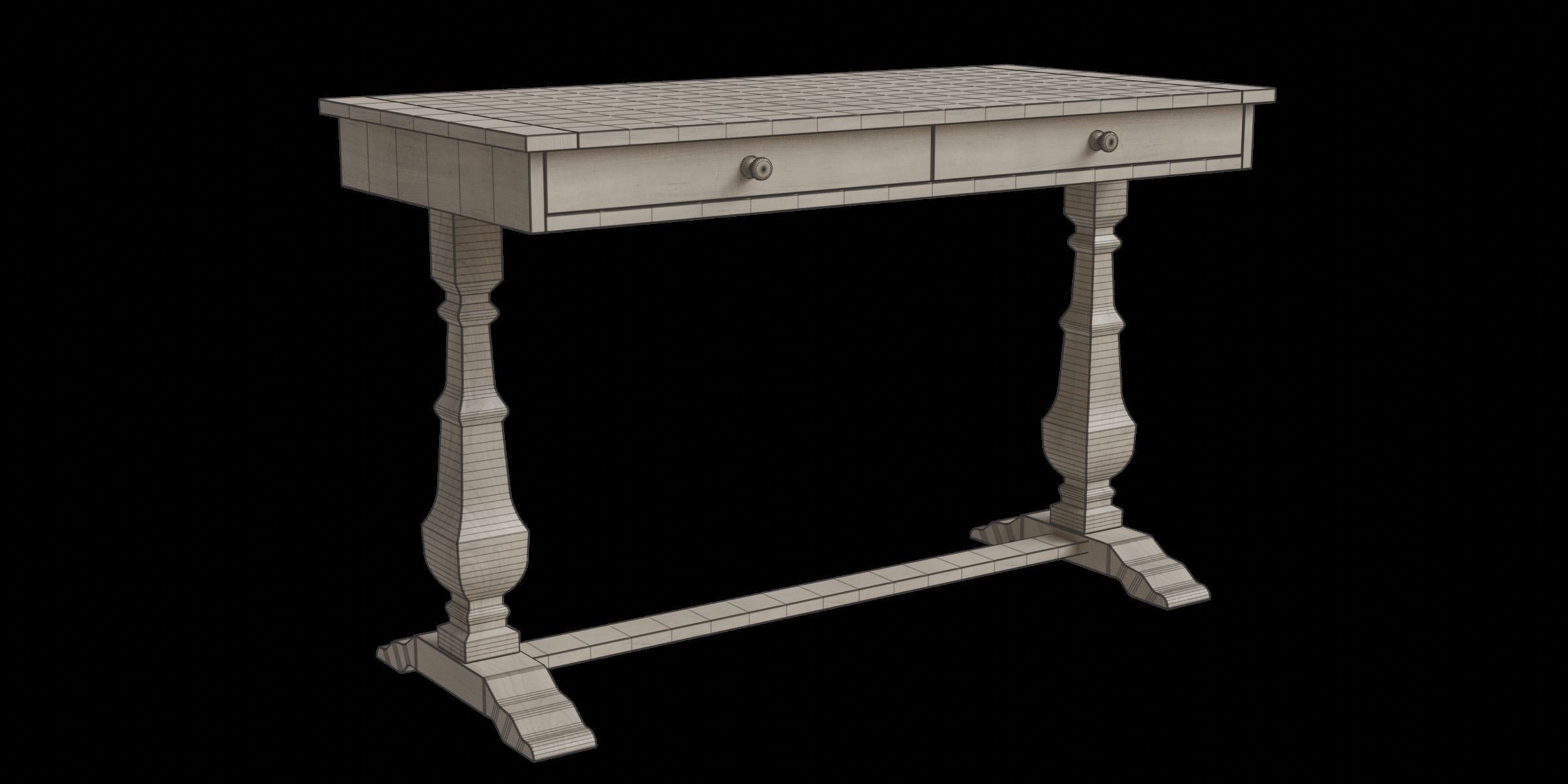 Bradding Desk Gray Low-poly 3D model_4
