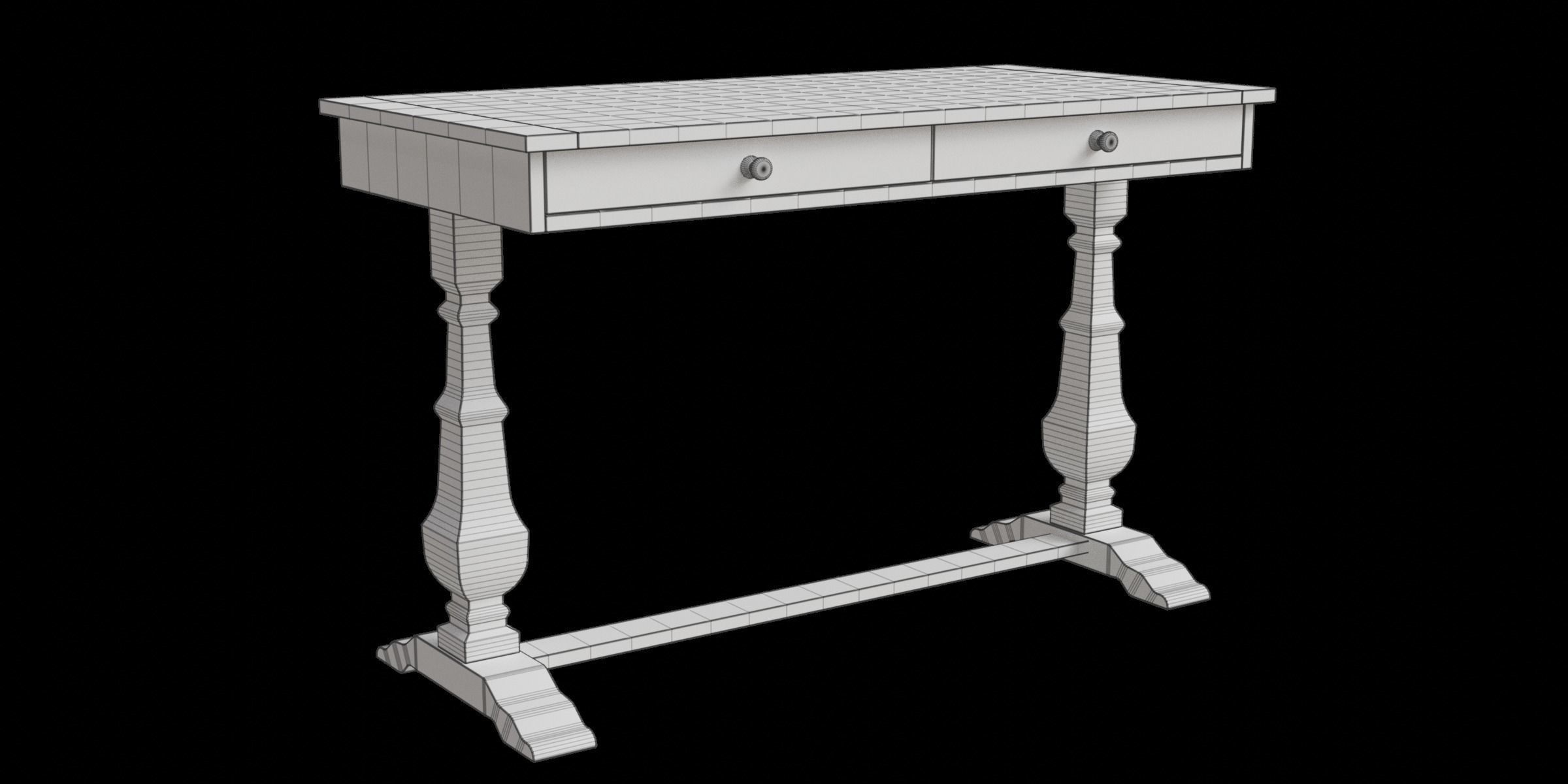 Bradding Desk Gray Low-poly 3D model_3