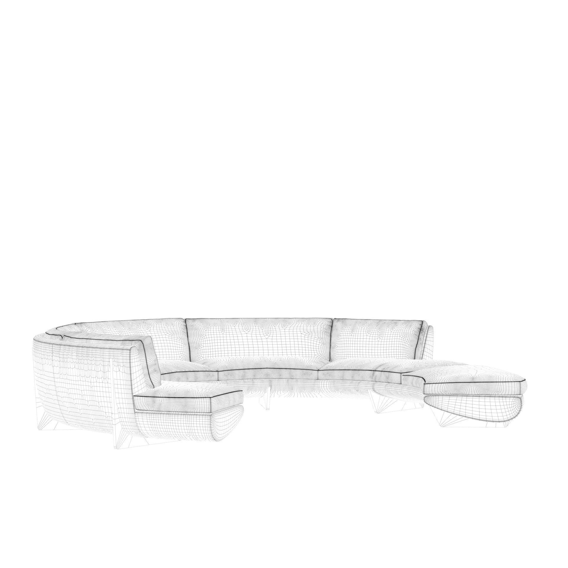 William T Georgis Whalebone Sofa and Coffee Table 3D model_4