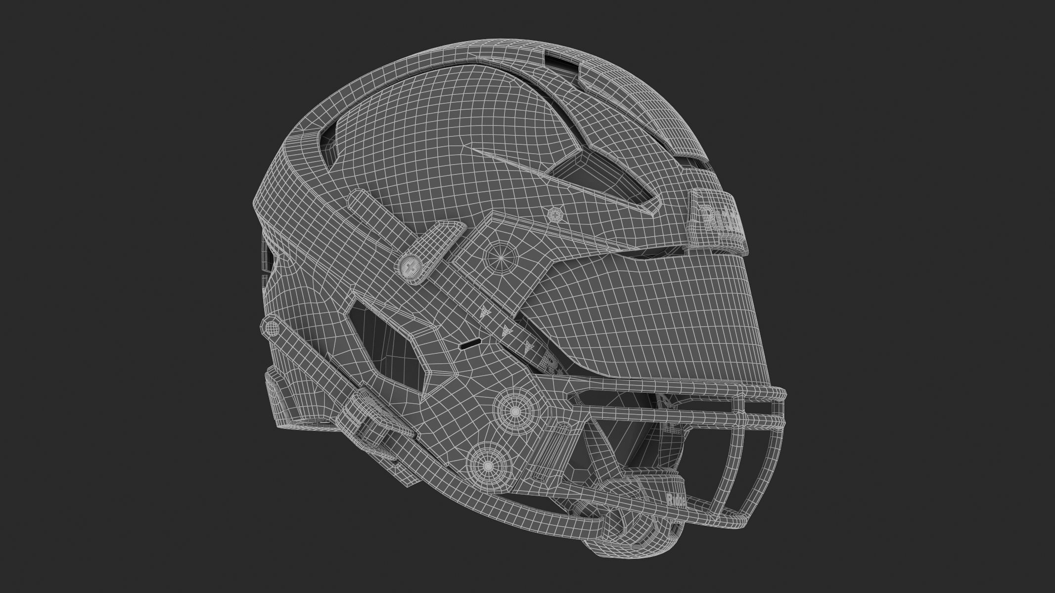 Riddell Axiom Football Helmet with Facemask 3D model_10