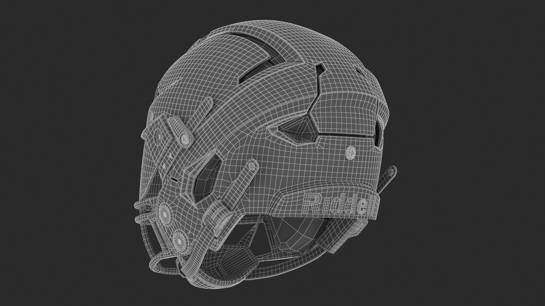 Riddell Axiom Football Helmet with Facemask 3D model_14