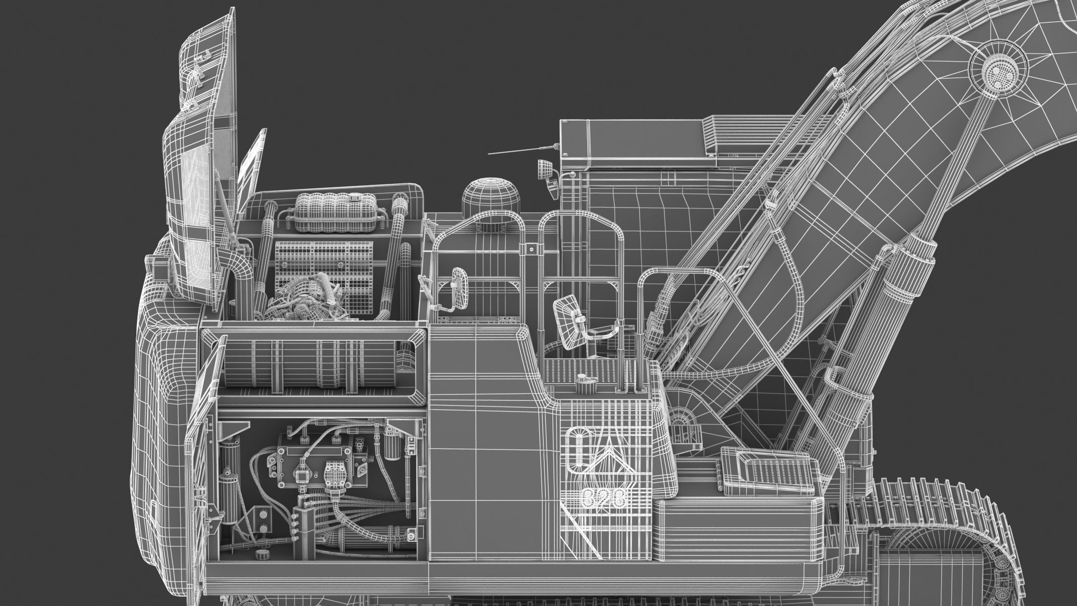 CAT 323 EL Medium Excavator 3D model_34