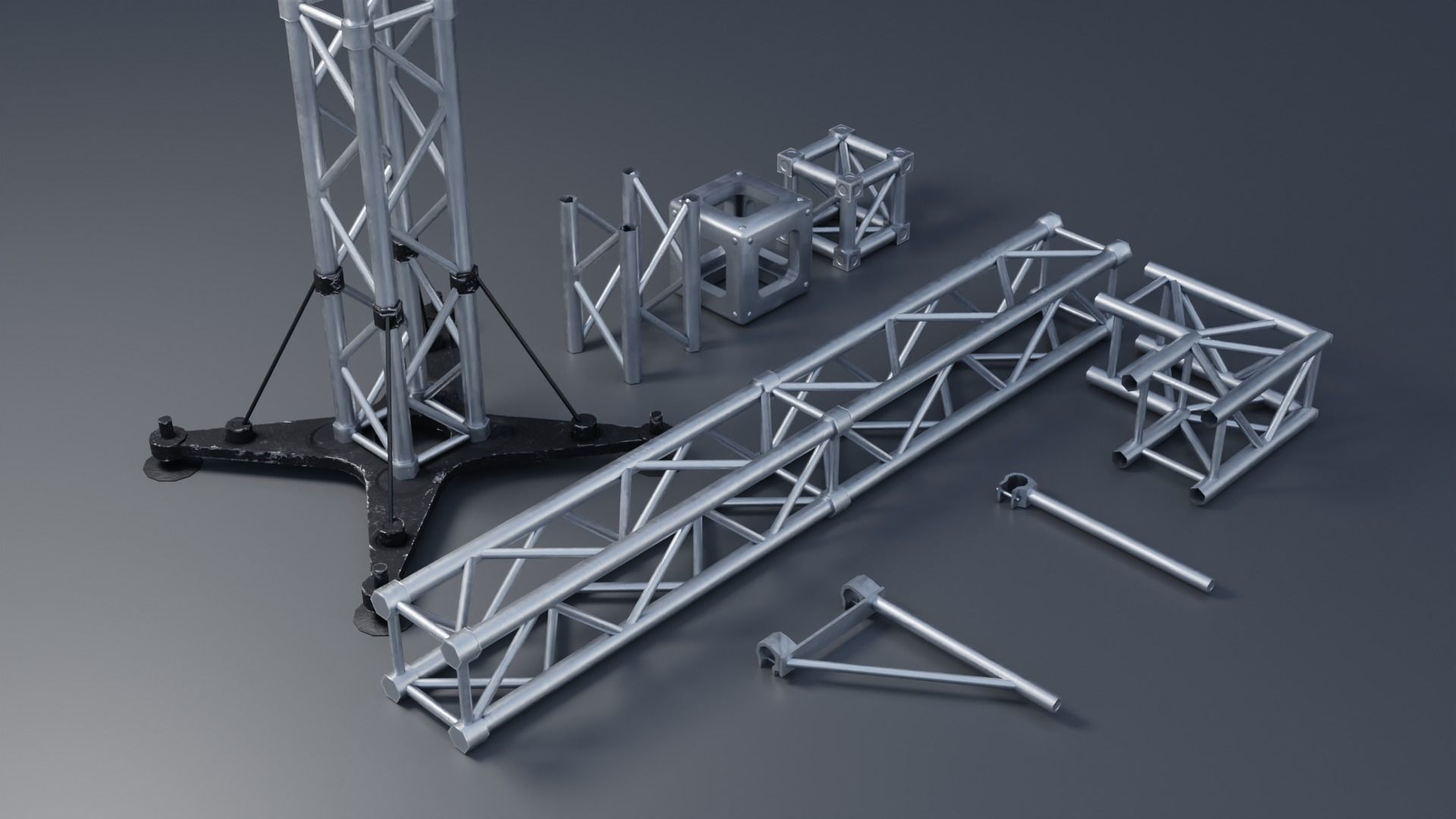 Clean and Rusty Trusses 4K and 2K Low-poly 3D model_1