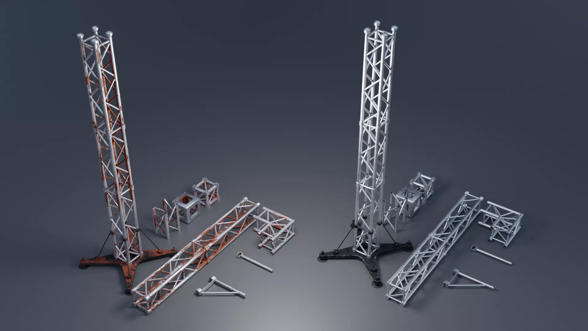 Clean and Rusty Trusses 4K and 2K Low-poly 3D model_0
