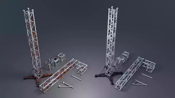 Clean and Rusty Trusses 4K and 2K Low-poly 3D model