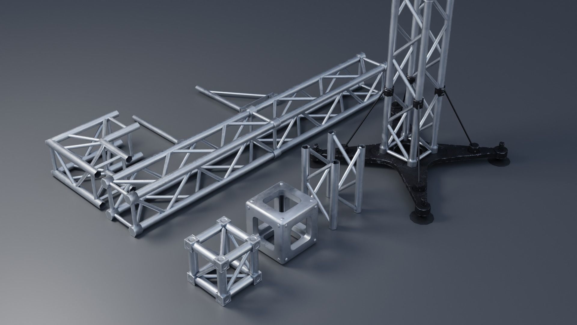 Clean and Rusty Trusses 4K and 2K Low-poly 3D model_4