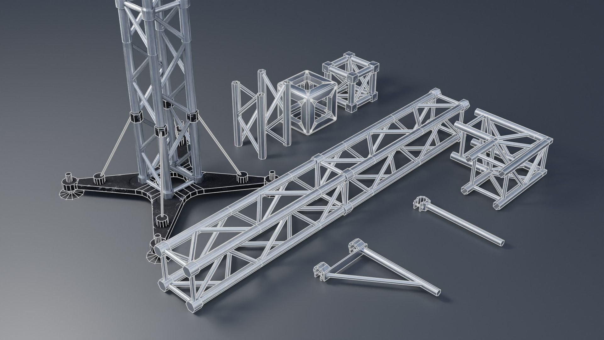Clean and Rusty Trusses 4K and 2K Low-poly 3D model_2