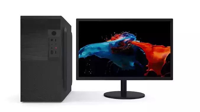 Desktop and Monitor Generic 3D model