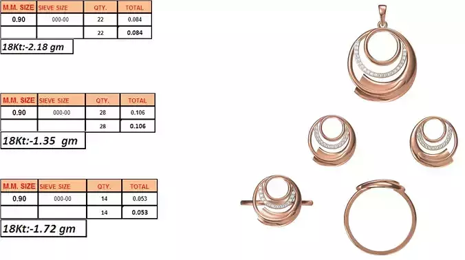 Light Weight Ring Pendant Earring Set STL OBJ FBX JCD Details