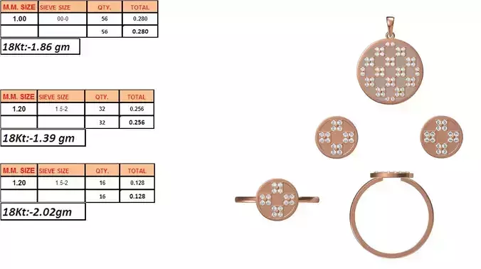 Light Weight Ring Pendant Earring Set STL OBJ FBX JCD Details