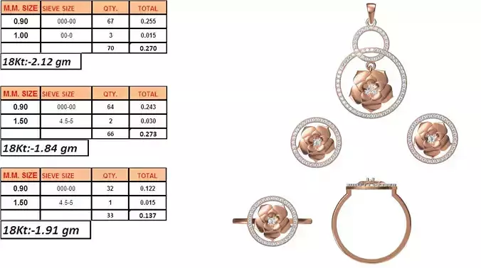 Light Weight Ring Pendant Earring Set STL OBJ FBX JCD Details