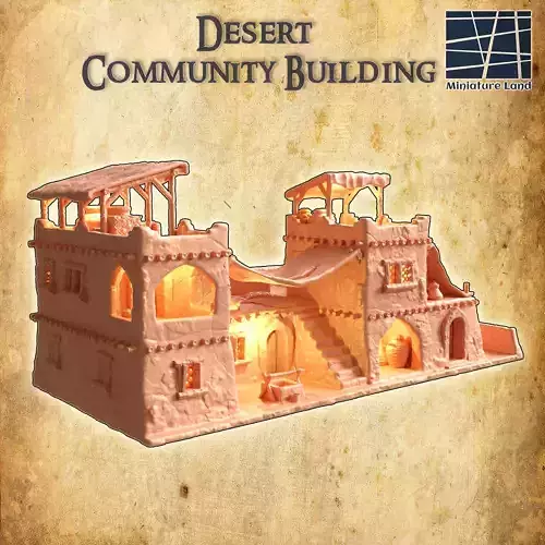 Desert Community Building Tabletop Terrain 28 MM  3D print model