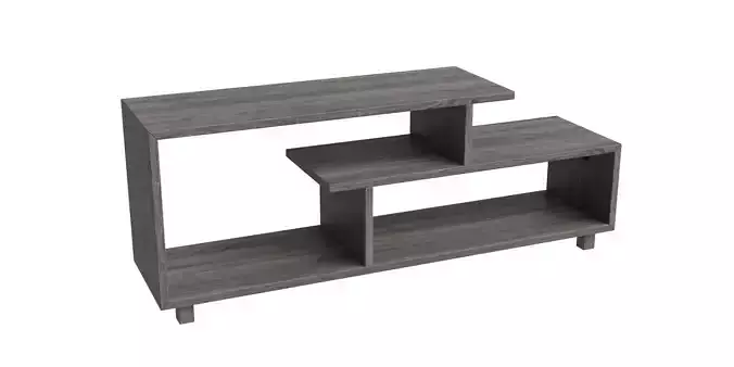 Mid Century Modern Amber Asymmetrical Tv Stand