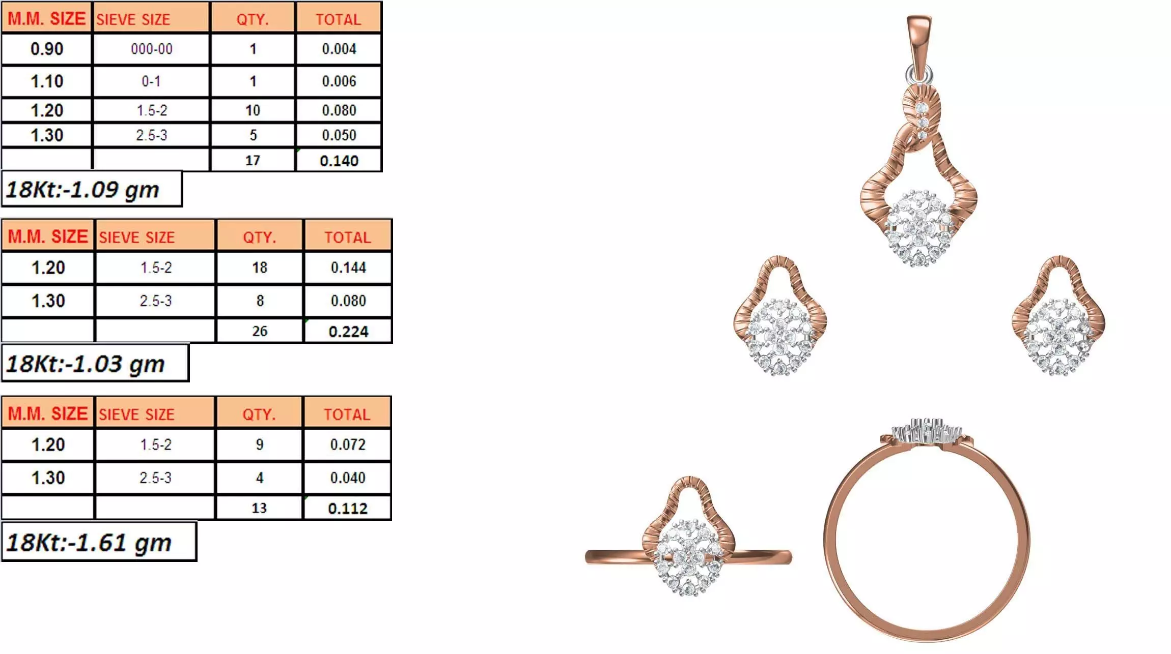 Light Weight Ring Pendant Earring Set STL OBJ FBX JCD Details 3D print model_0