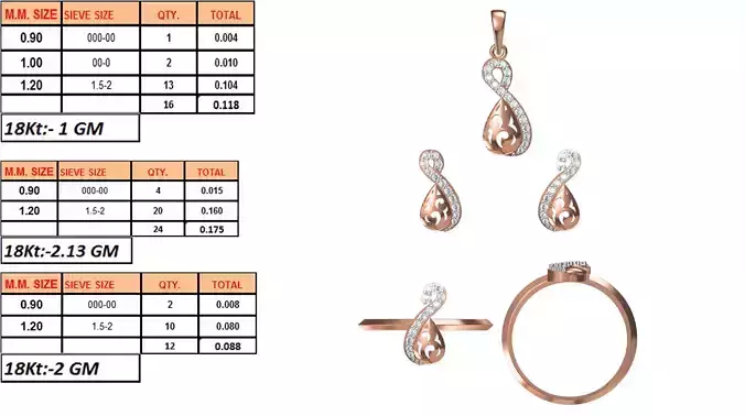 Light Weight Ring Pendant Earring Set STL OBJ FBX JCD Details