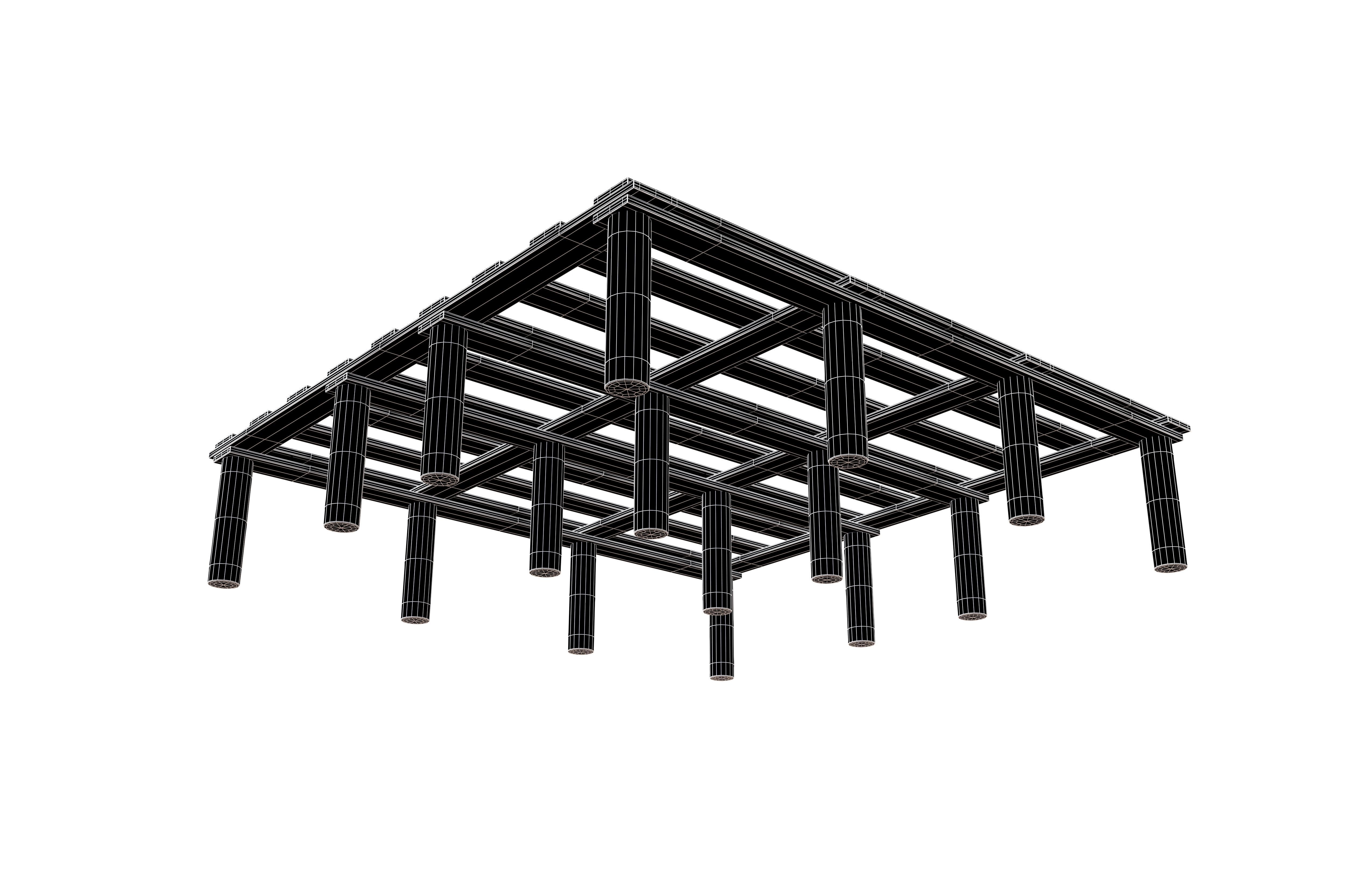 Bed Frame v1 005 Low-poly 3D model_5