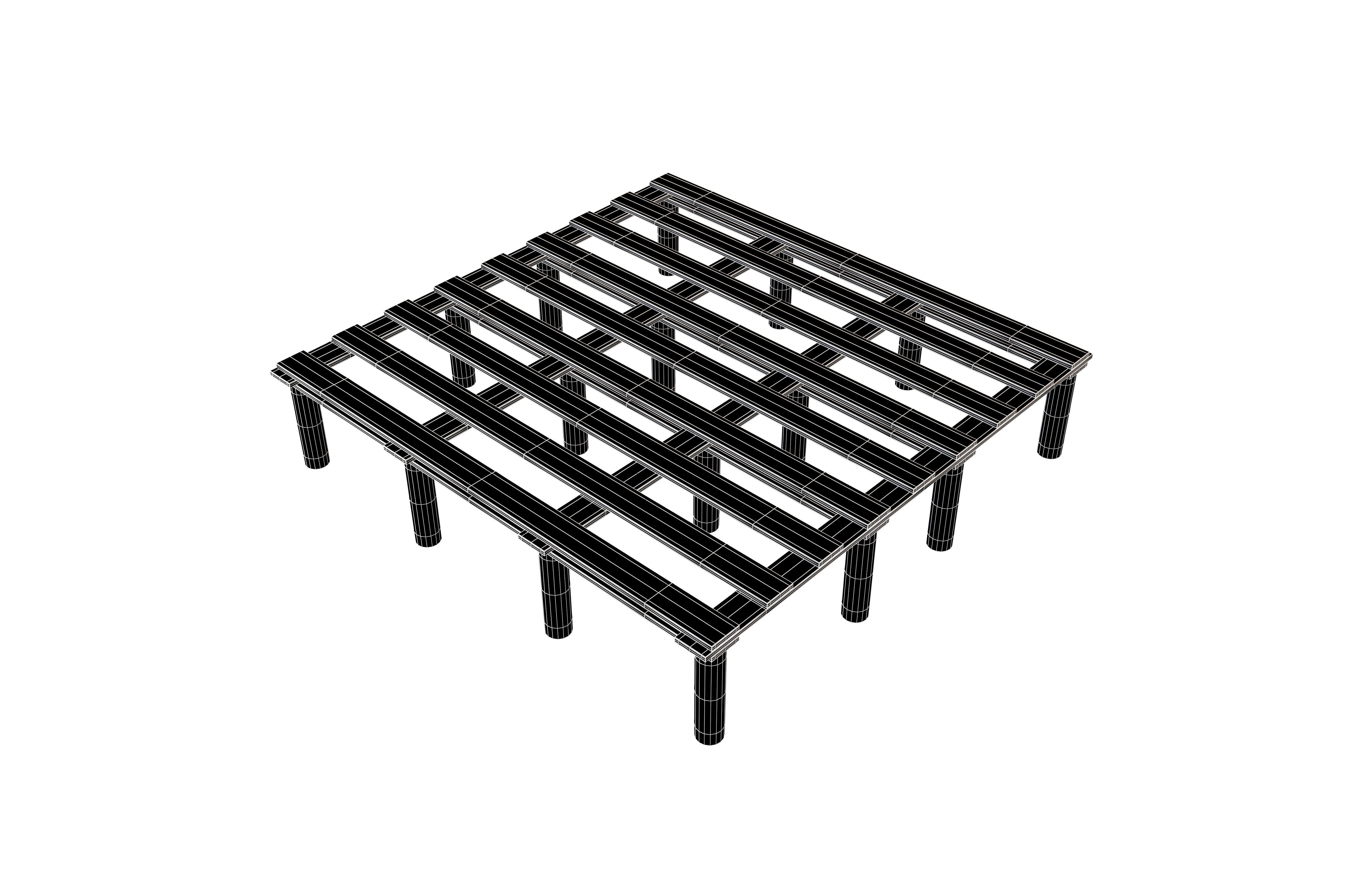 Bed Frame v1 005 Low-poly 3D model_7