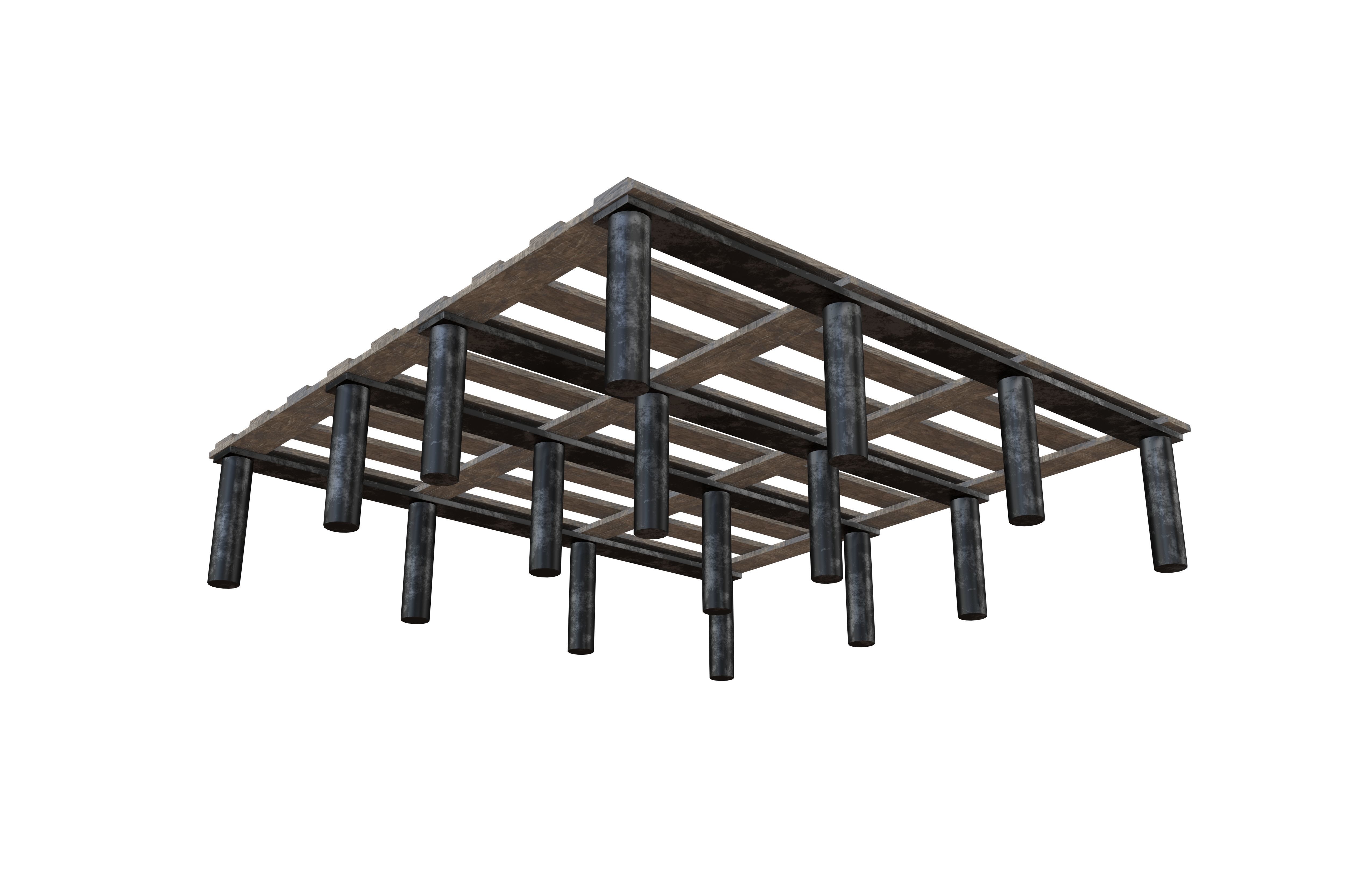 Bed Frame v1 005 Low-poly 3D model_3