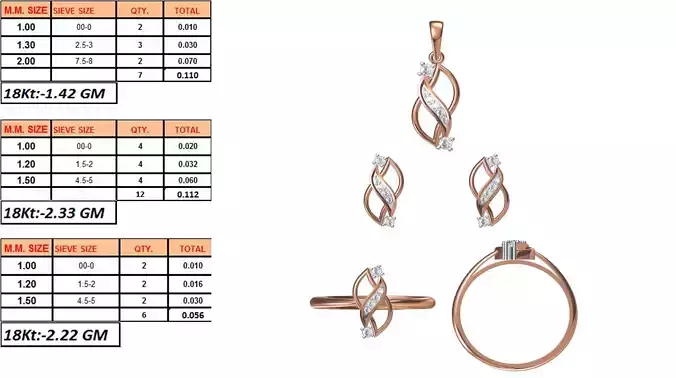 Light Weight Ring Pendant Earring Set STL OBJ FBX JCD Details