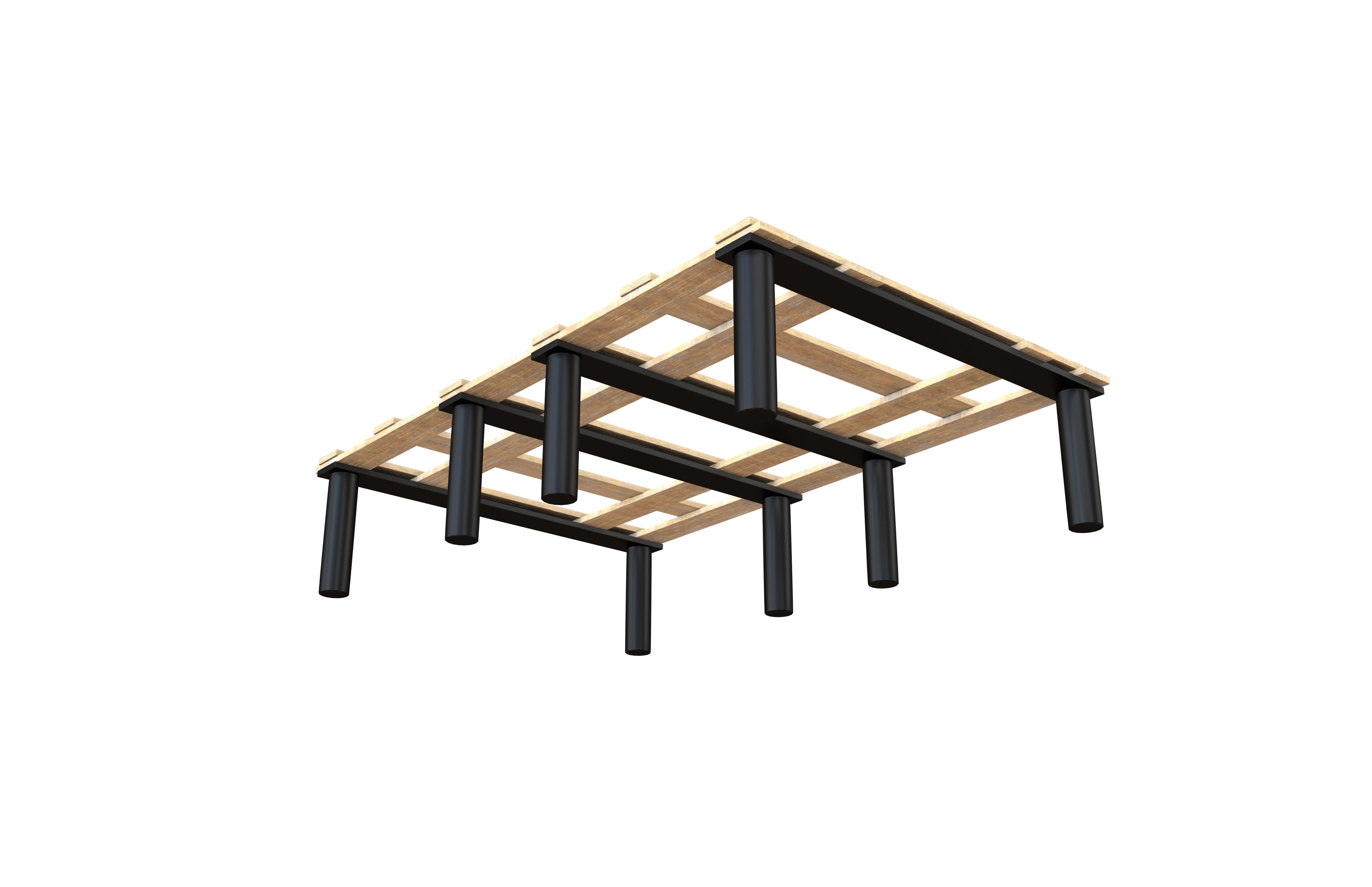 Bed Frame v2 001 Low-poly 3D model_3