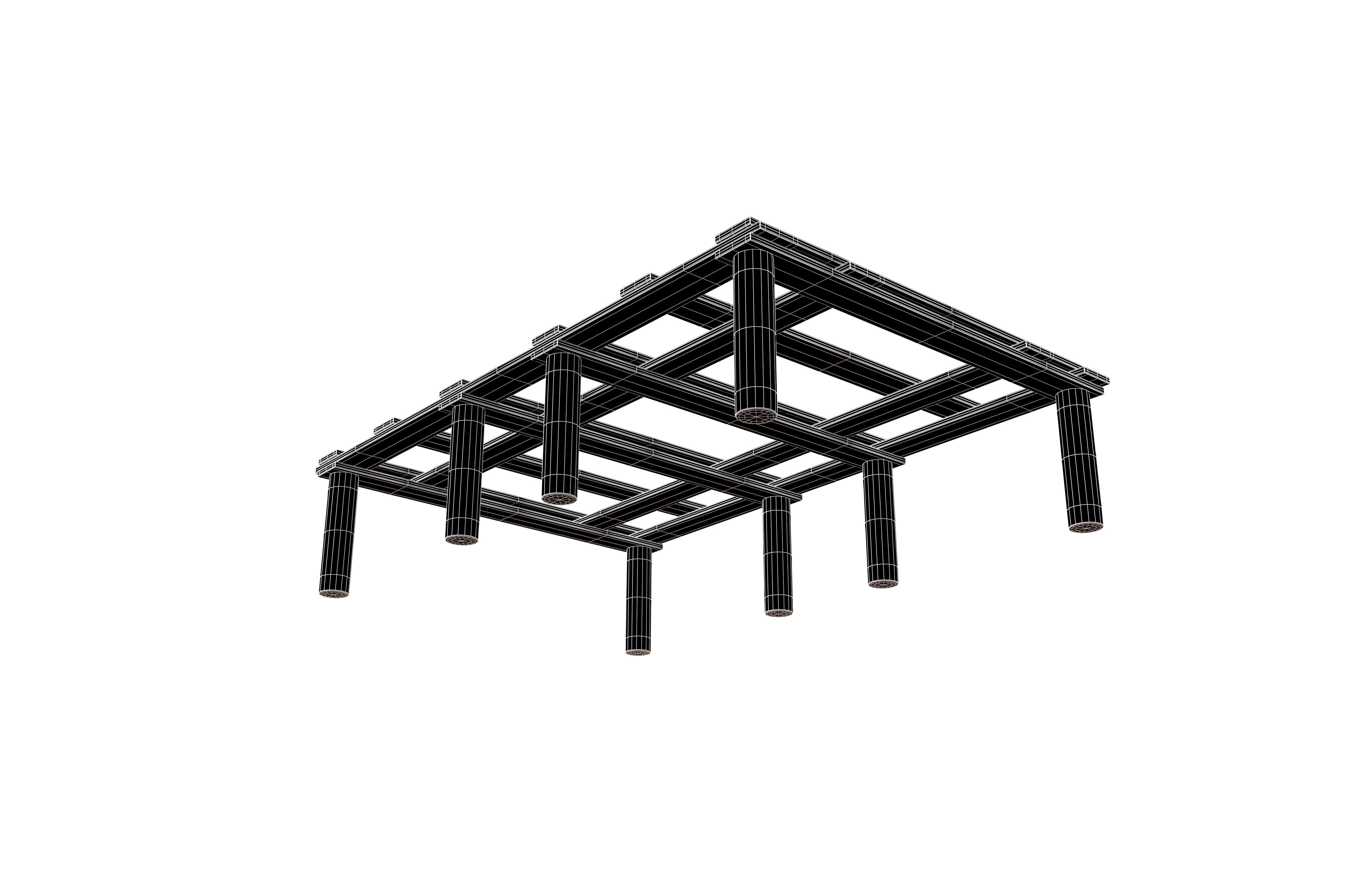 Bed Frame v2 001 Low-poly 3D model_7