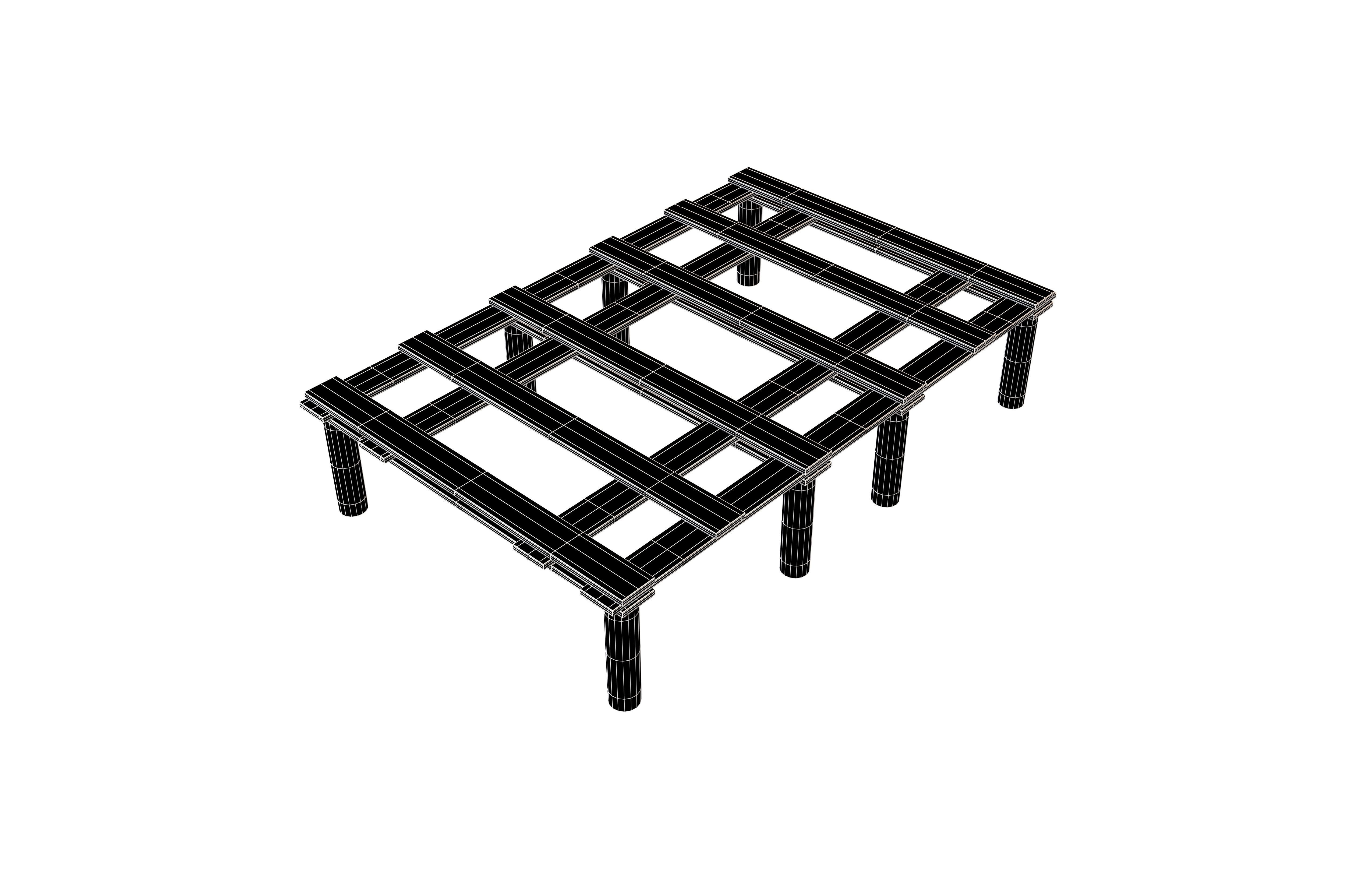 Bed Frame v2 006 Low-poly 3D model_6