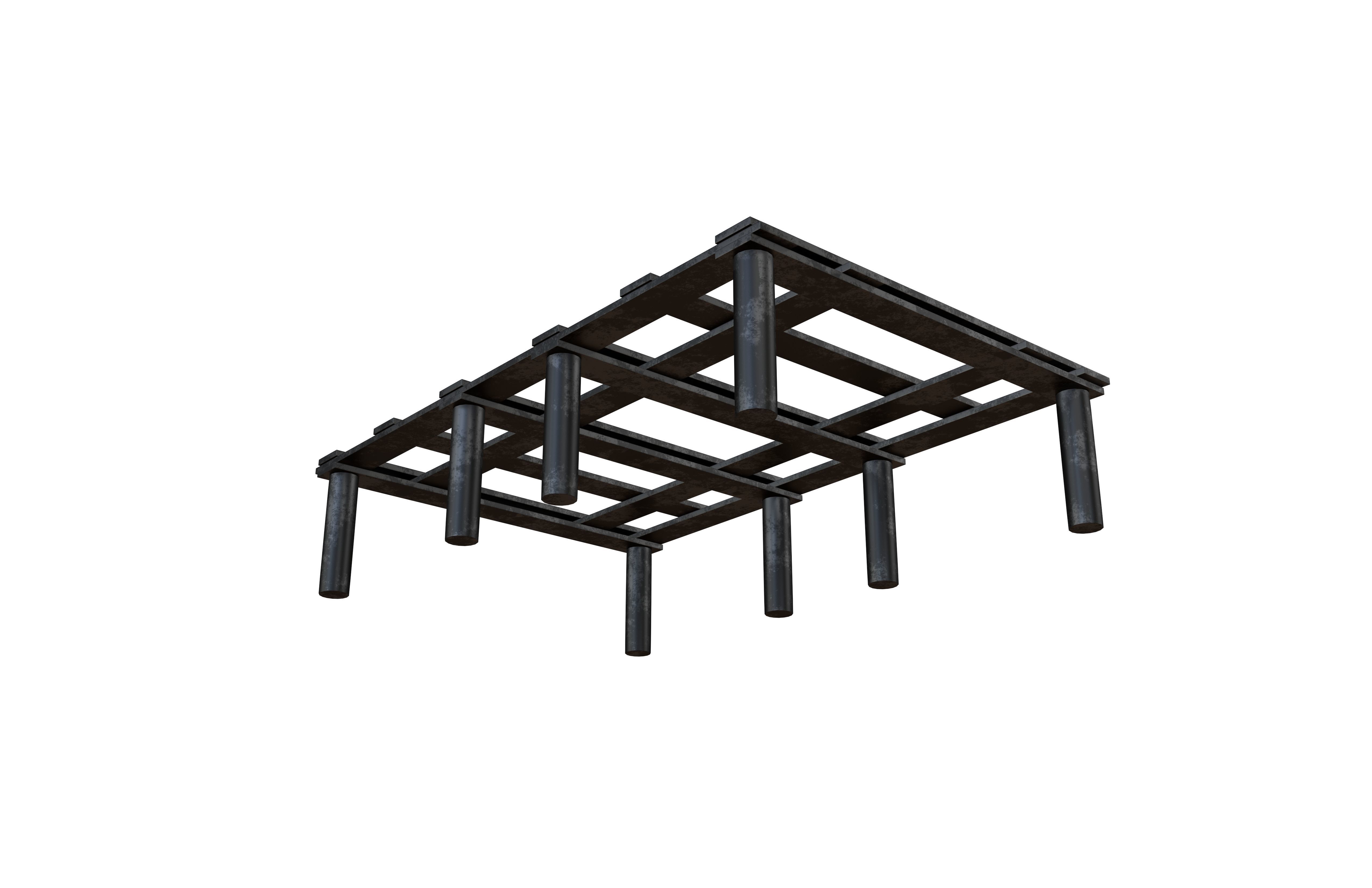 Bed Frame v2 006 Low-poly 3D model_3
