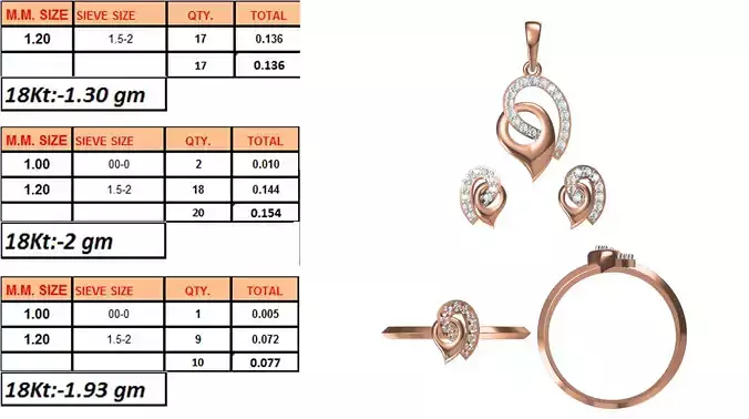 Light Weight Ring Pendant Earring Set STL OBJ FBX JCD Details