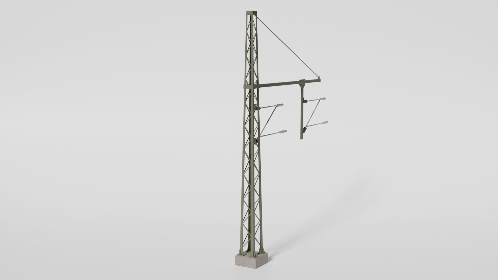 Catenary wire mast with pipe boom for two tracks Low-poly 3D model_5