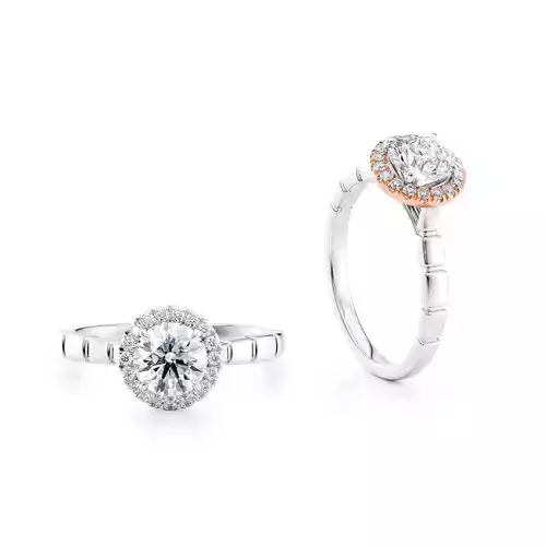 Classic engagement halo ring with cutted shank R 0334 3d model 3D print model